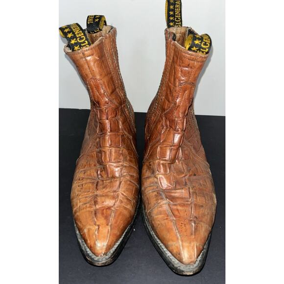 El General‎ Mens 10M Brown Alligator Print Leather Ankle Cowboy 7" Shaft Boots - Picture 8 of 8